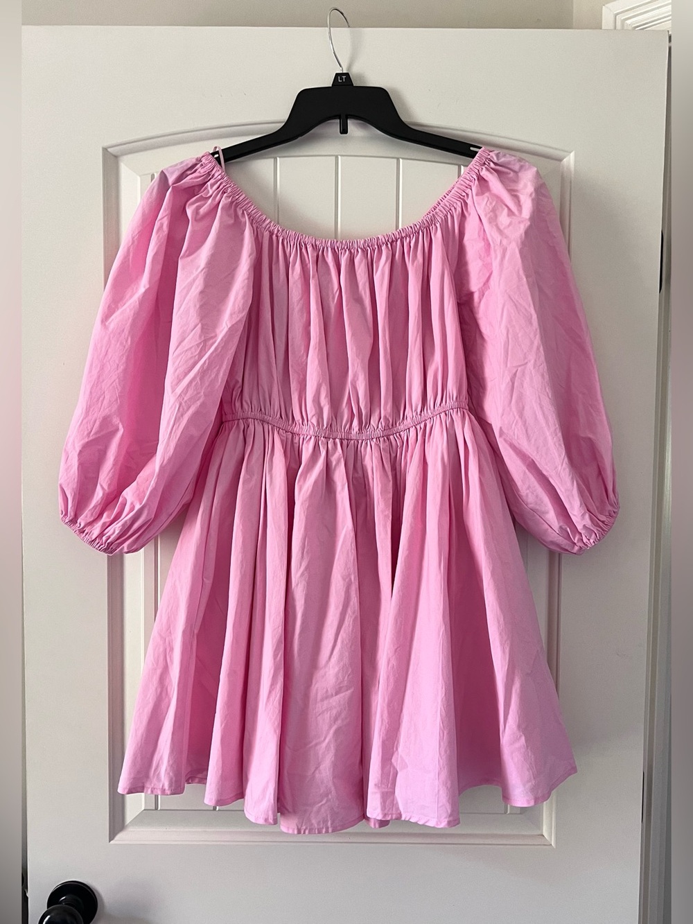 Mable by Anthropologie Pink Puff Sleeve Babydoll Mini Dress Lined Womens Medium - Picture 2 of 10